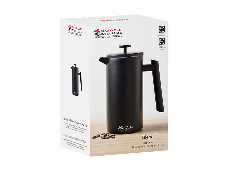 Blend Robusta Double Wall Plunger 1L Black Gift Boxed