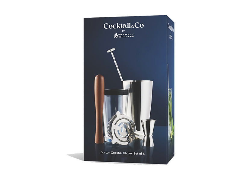 Cocktail & Co Boston Cocktail Shaker Set of 5 Gift Boxed
