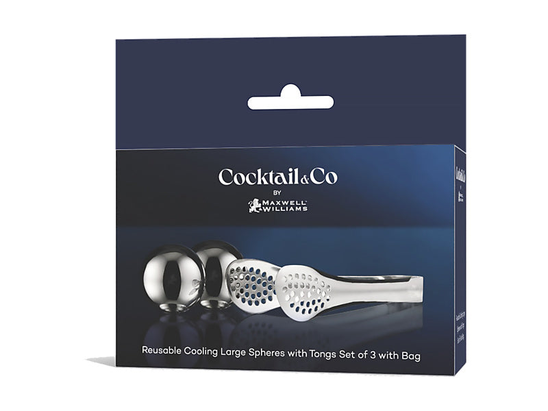 Cocktail & Co Reusable Ice Ball Set of 2 With Tongs