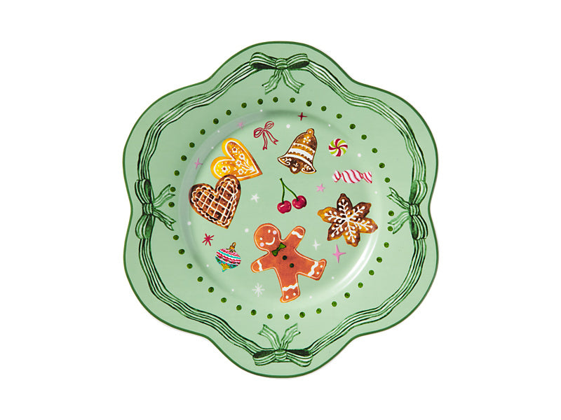 Fa la la Scallop Rim Plate Green Gift Boxed