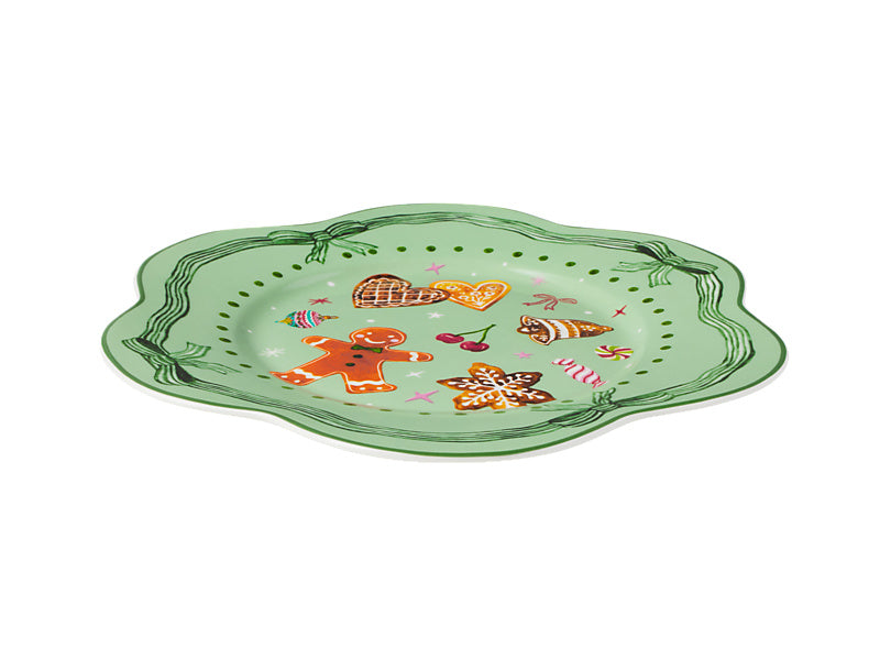 Fa la la Scallop Rim Plate Green Gift Boxed