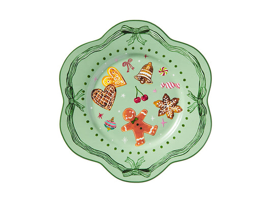 Fa la la Scallop Rim Plate Green Gift Boxed