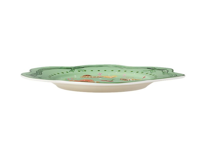 Fa la la Scallop Rim Plate Green Gift Boxed