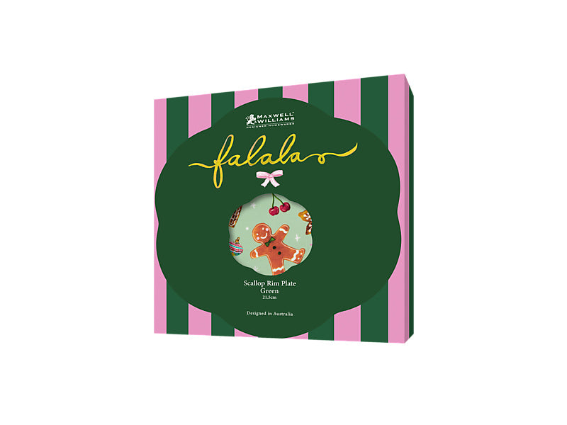 Fa la la Scallop Rim Plate Green Gift Boxed