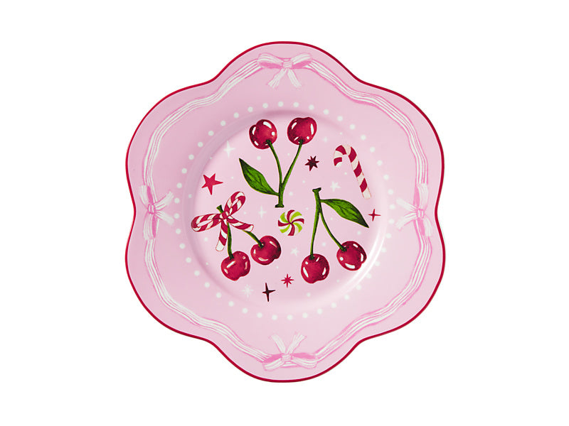 Fa la la Scallop Rim Plate Pink Gift Boxed