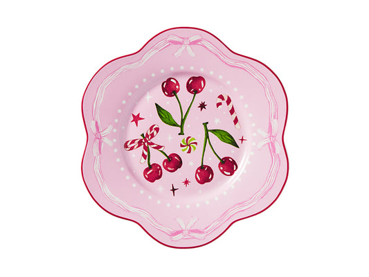 Fa la la Scallop Rim Plate Pink Gift Boxed