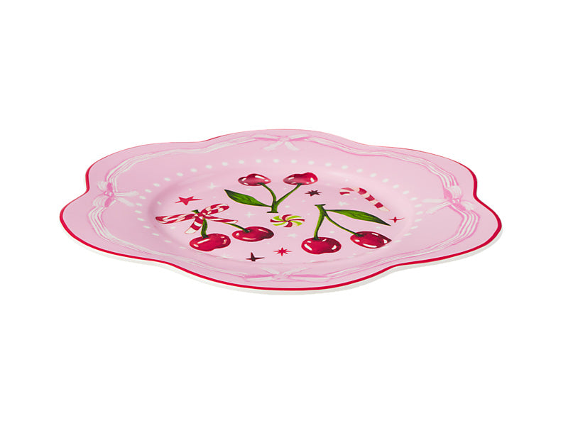 Fa la la Scallop Rim Plate Pink Gift Boxed