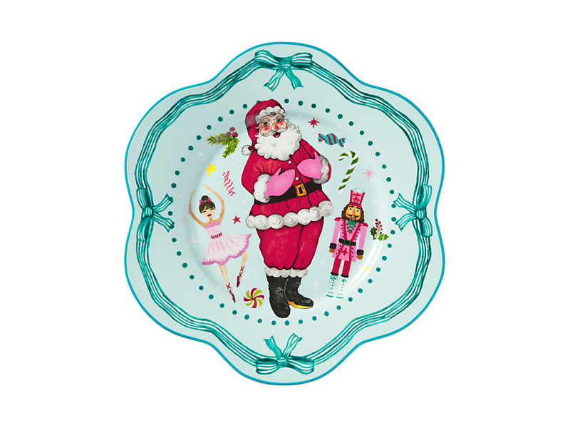 Fa la la Scallop Rim Plate Light Blue Gift Boxed