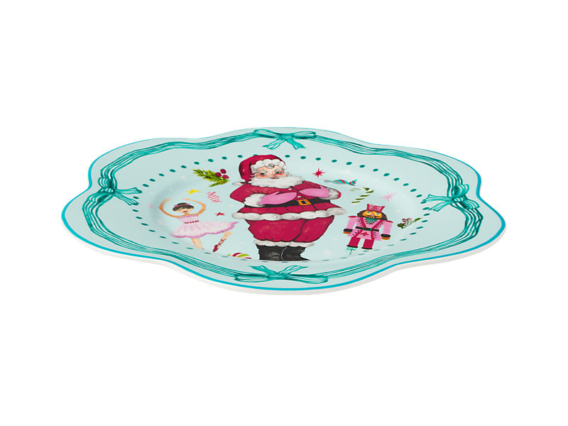 Fa la la Scallop Rim Plate Light Blue Gift Boxed