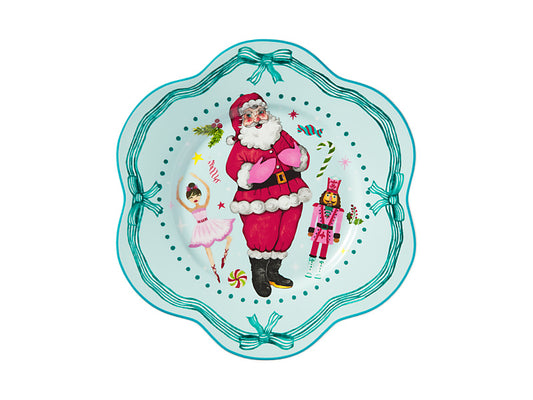 Fa la la Scallop Rim Plate Light Blue Gift Boxed