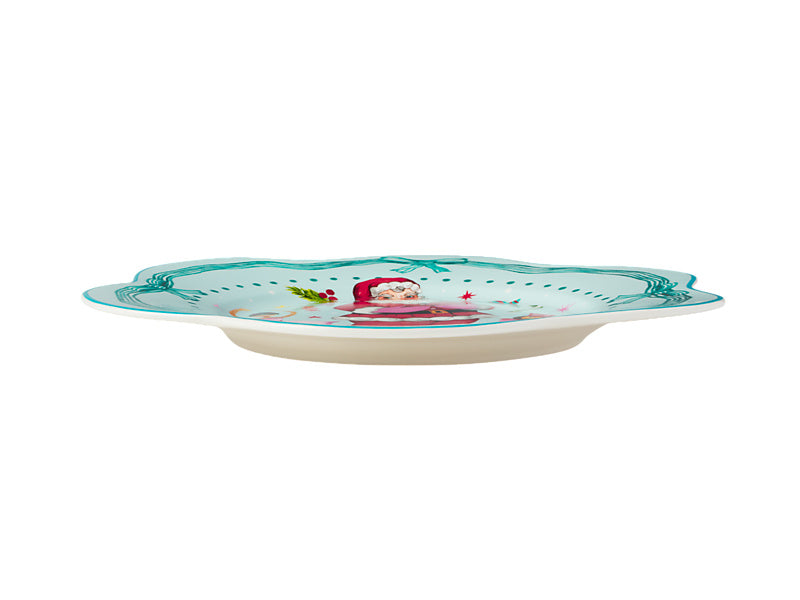 Fa la la Scallop Rim Plate Light Blue Gift Boxed
