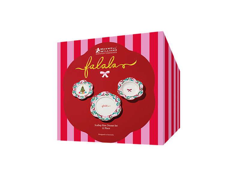 Fa la la Scallop Rim Dinner Set 12pc Gift Boxed