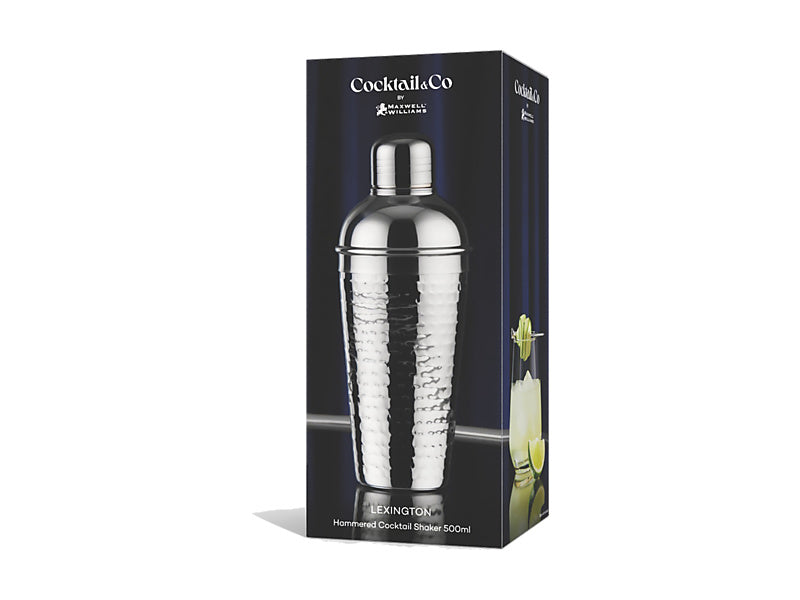 Cocktail & Co Lexington Hammered Cocktail Shaker Silver Gift Boxed