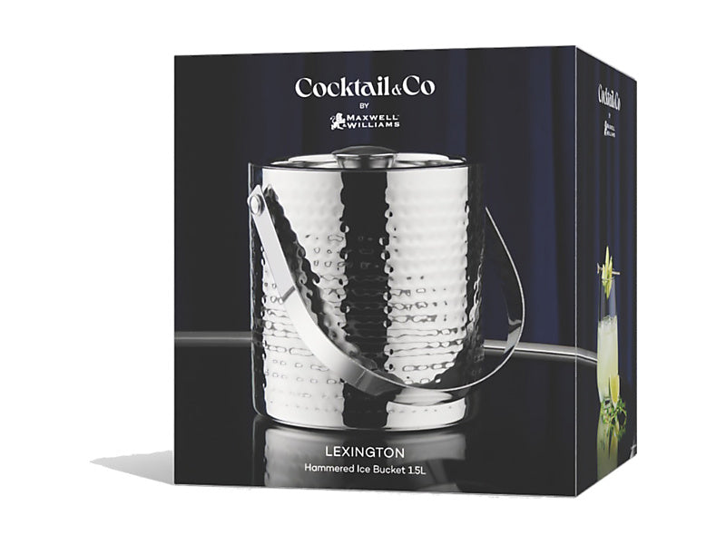 Cocktail & Co Lexington Hammered Ice Bucket Silver Gift Boxed