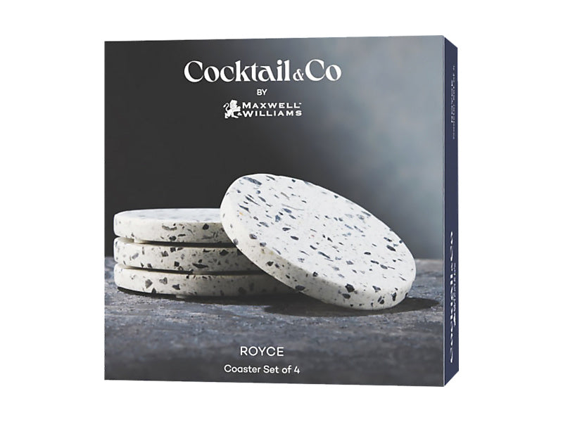 Cocktail & Co Royce Round Coaster Blk/Terz Set of 4 Gift Boxed