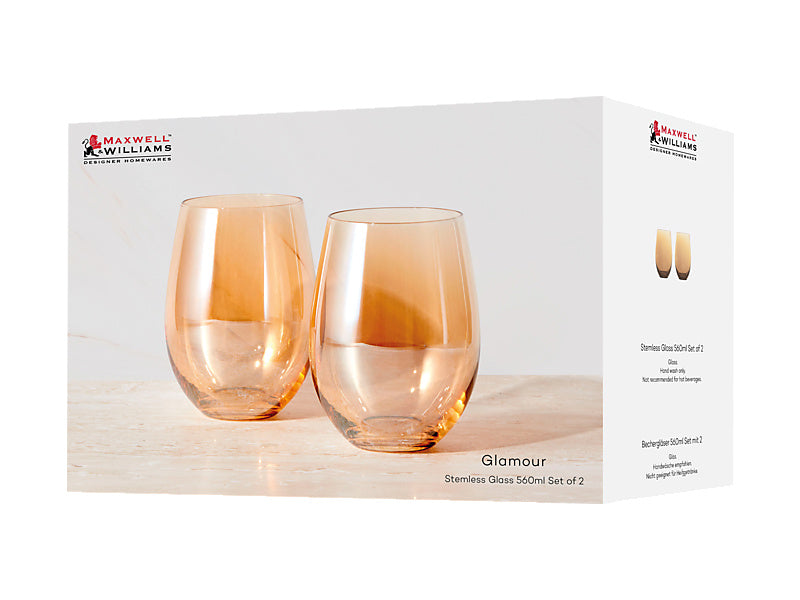 Glamour Stemless Glass Set of 2 Gift Boxed