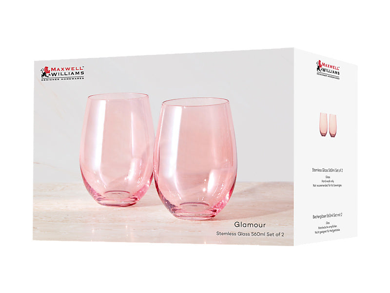 Glamour Stemless Glass Set of 2 Gift Boxed