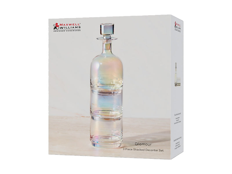 Glamour Stacked Decanter Set 3pc Gift Boxed