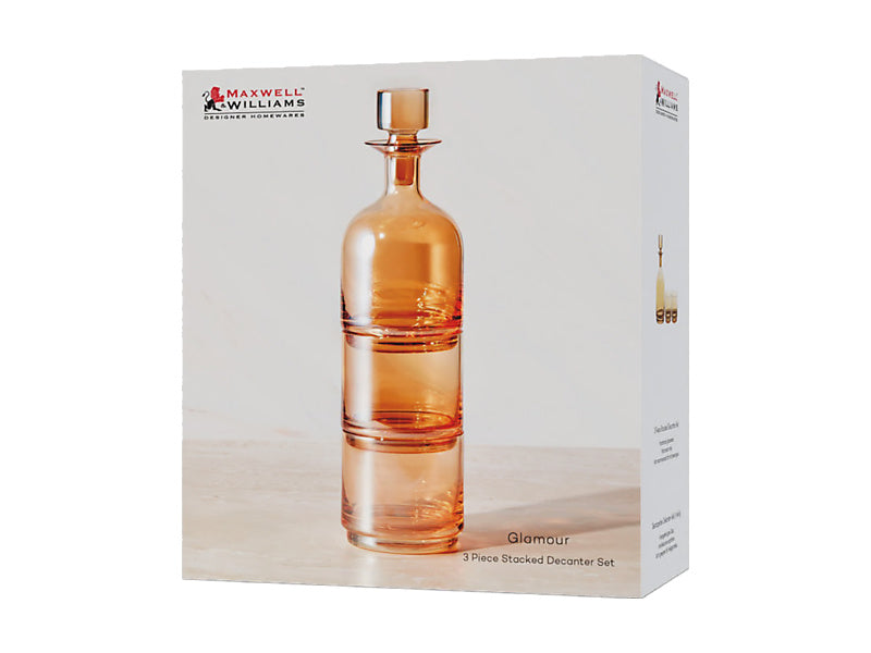 Glamour Stacked Decanter Set 3pc Gift Boxed