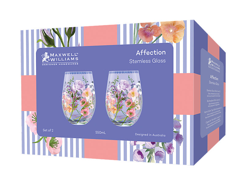 Affection Stemless Glass Set of 2 Gift Boxed