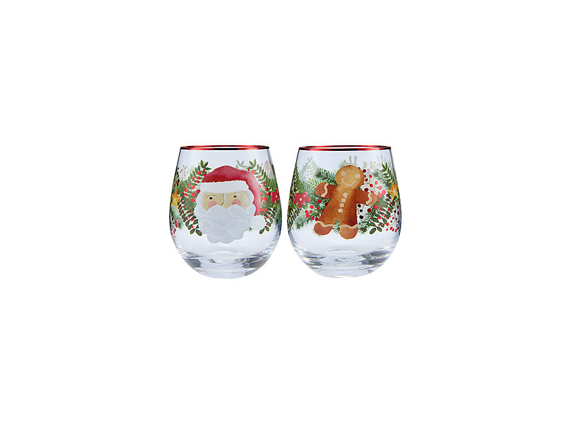 Tis The Season Stemless Glass Set of 2 Assorted Gift Boxed