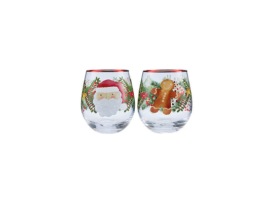 Tis The Season Stemless Glass Set of 2 Assorted Gift Boxed