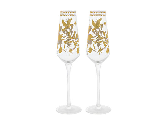 White Christmas Prosecco Glass Set of 2 Gift Boxed