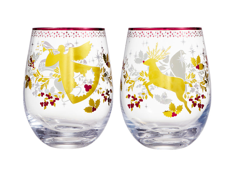 White Christmas 2026 Stemless Glass Set of 2 Assorted Gift Boxed