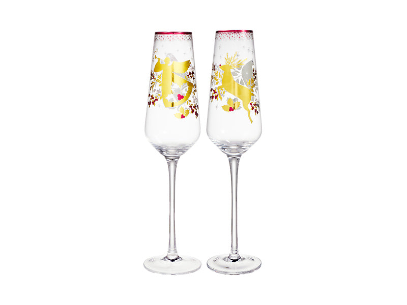 White Christmas 2026 Champagne Flute Set of 2 Assorted Gift Boxed