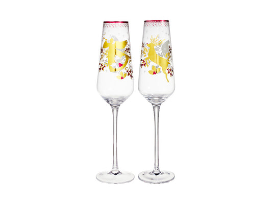 White Christmas 2026 Champagne Flute Set of 2 Assorted Gift Boxed