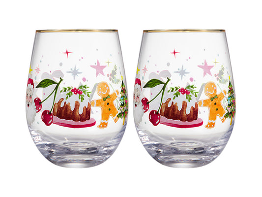 Fa la la Stemless Glass Set of 2 Gift Boxed