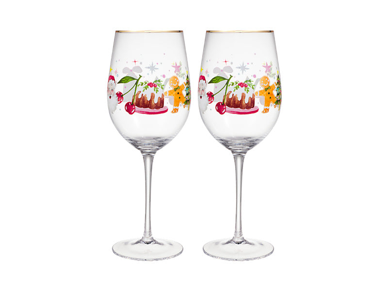 Fa la la Wine Glass Set of 2 Gift Boxed