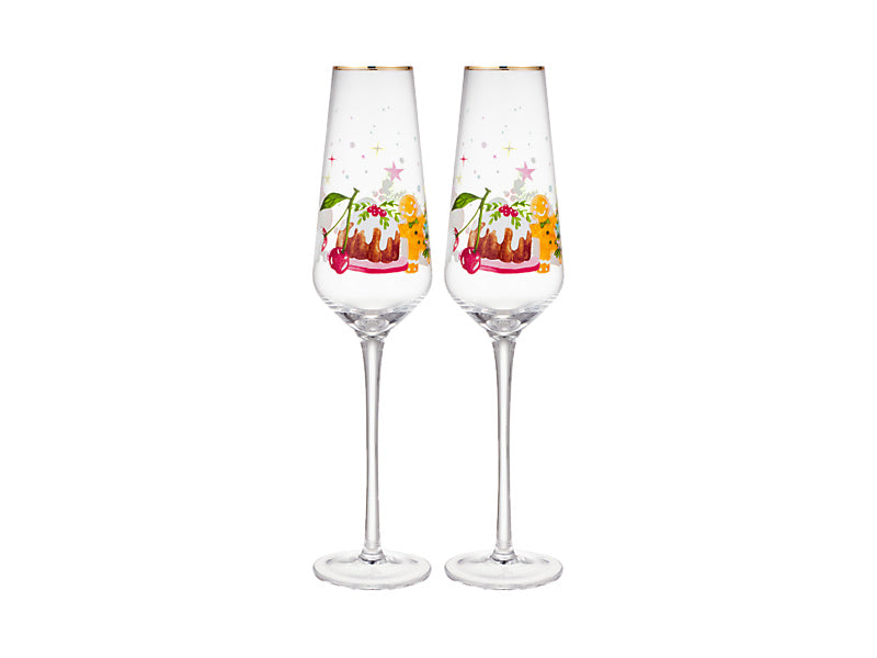 Fa la la Champagne Flute Set of 2 Gift Boxed