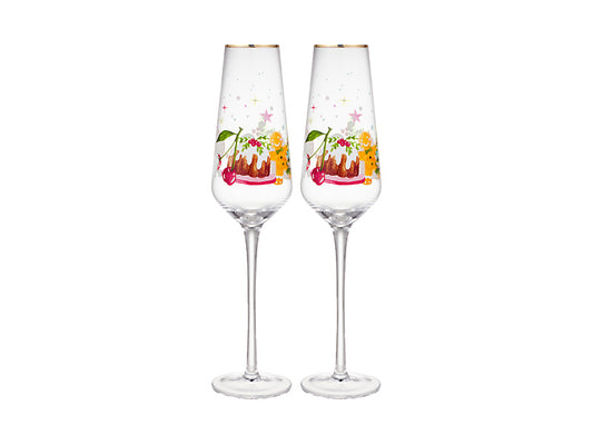 Fa la la Champagne Flute Set of 2 Gift Boxed