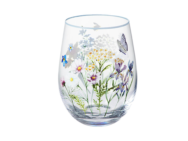 Fluttering Meadow Stemless Glass Set of 2 Gift Boxed