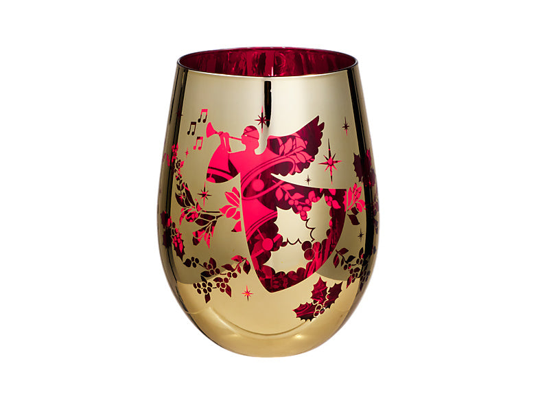 White Christmas 2026 Stemless Glass Set of 2 Assorted Metallic Gift Boxed