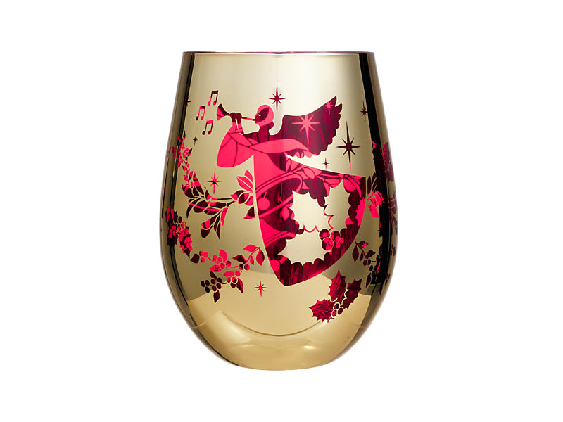 White Christmas 2026 Stemless Glass Set of 2 Assorted Metallic Gift Boxed
