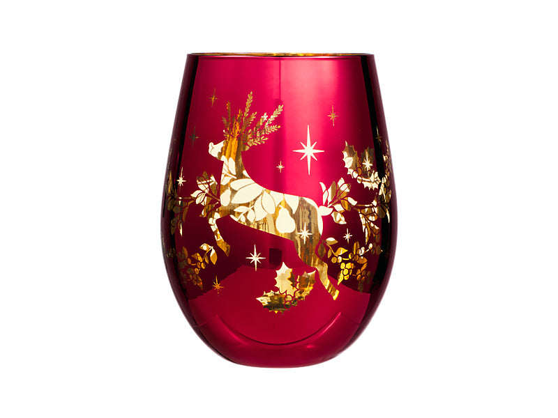 White Christmas 2026 Stemless Glass Set of 2 Assorted Metallic Gift Boxed