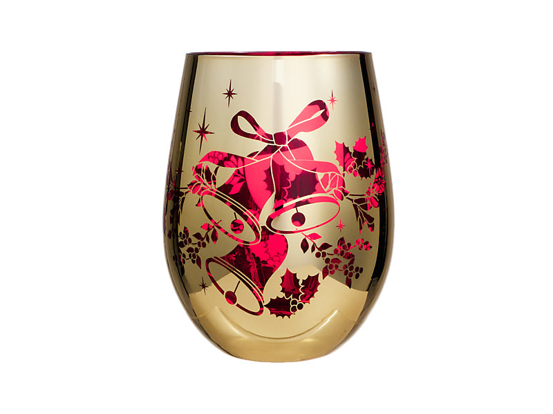 White Christmas 2026 Stemless Glass Set of 2 Assorted Metallic Gift Boxed