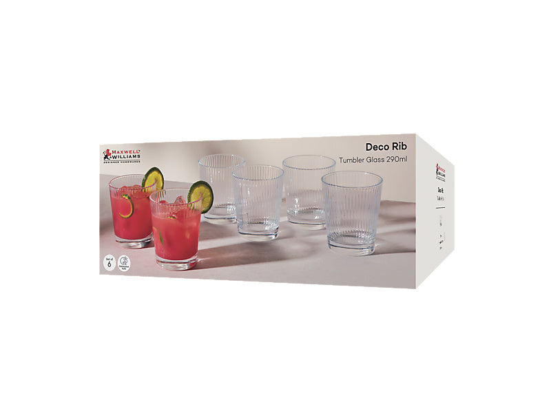 Deco Rib Tumbler Glass Set of 6 Gift Boxed