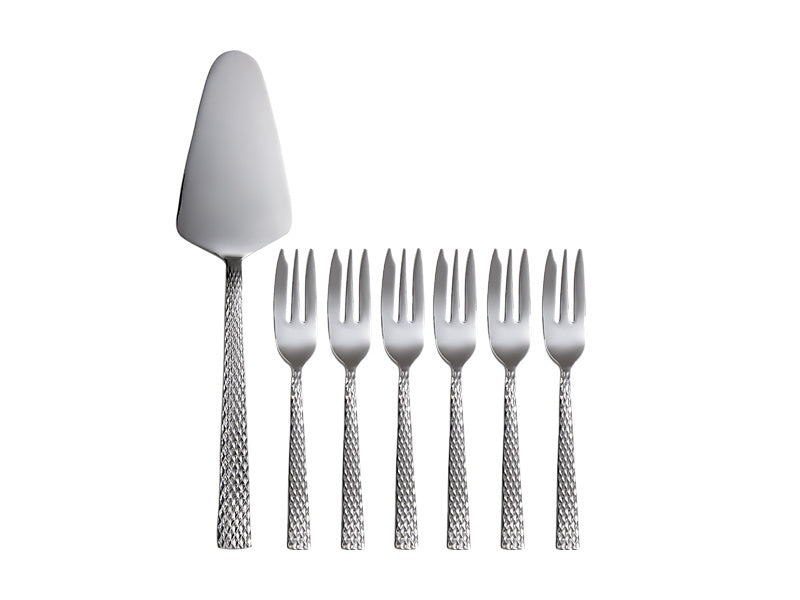 Diamonds Cake Server & Fork Set 7pc Gift Boxed