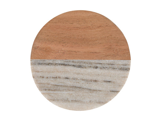 Coaster Collective Round Marble & Acacia Coaster