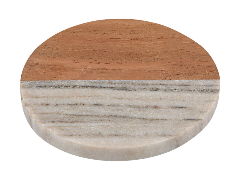 Coaster Collective Round Marble & Acacia Coaster