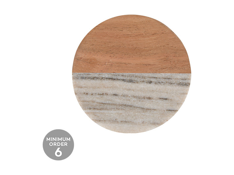 Coaster Collective Round Marble & Acacia Coaster
