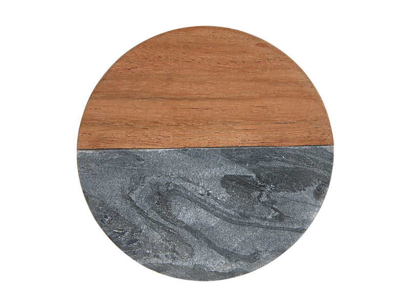 Coaster Collective Round Marble & Acacia Coaster