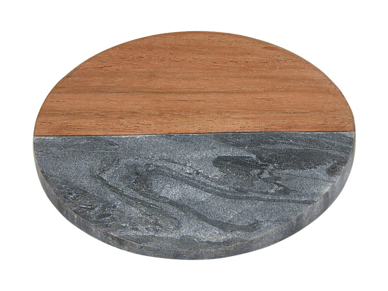 Coaster Collective Round Marble & Acacia Coaster
