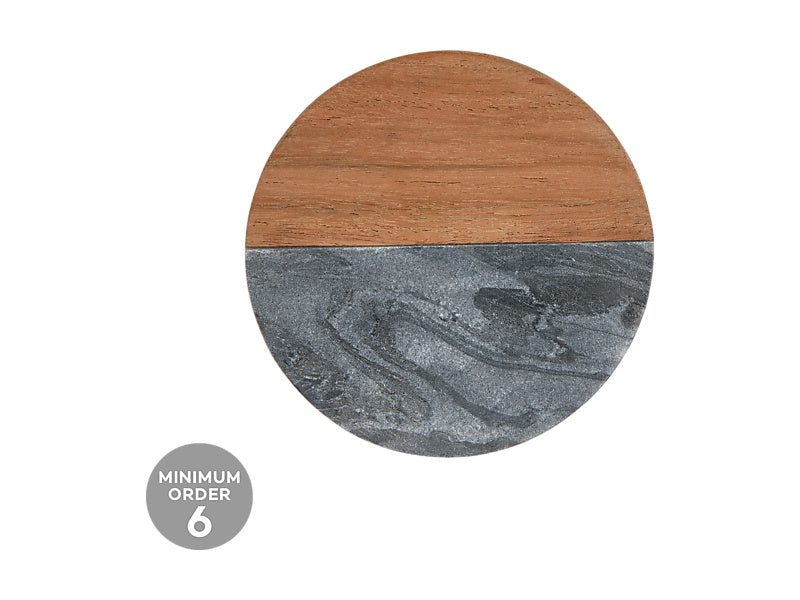 Coaster Collective Round Marble & Acacia Coaster