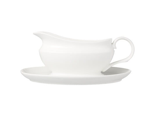 White Basics Gravy Boat & Saucer 550ML Gift Boxed