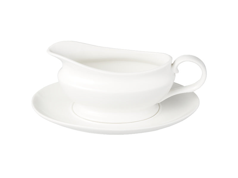 White Basics Gravy Boat & Saucer 550ML Gift Boxed