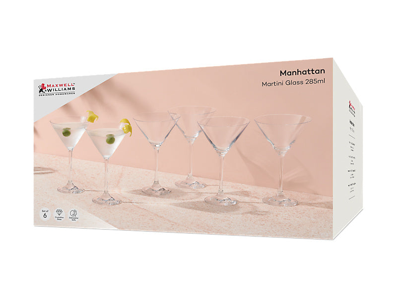 Manhattan Martini Glass Set of 6 Gift Boxed